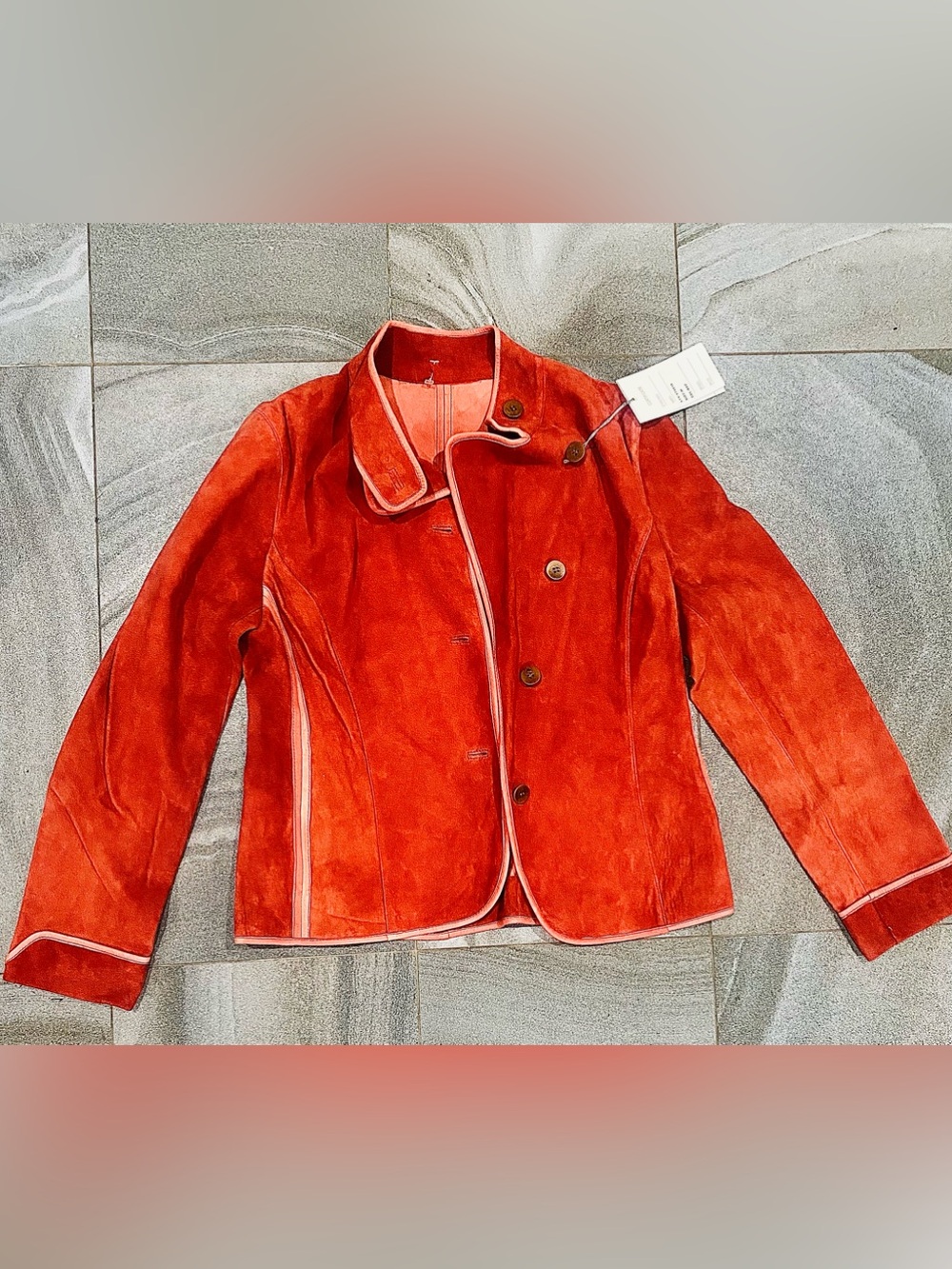 Womenโs Genuine Suede and Leather Burnt Orange Jacket Size M New with tags